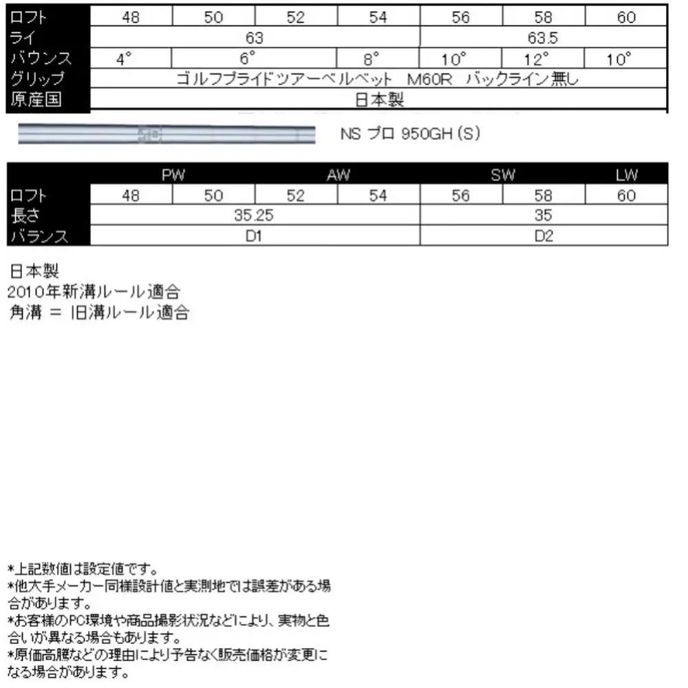 左用 日本国産 広田ゴルフ ハンドメイド フォージド ウェッジ トリプルバウンス 黒染め 旧溝 48° NS PRO 950GH - S スチールシャフト