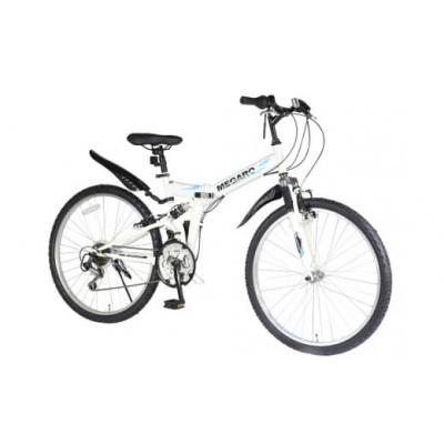 ふるさと納税 春日井市 MEGARO　防災対応26型18スピードノンパンク折りたたみマウンテンバイク　色ホワイト　自転車