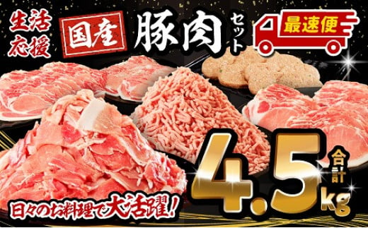 
【選べる発送月】豚肉 訳あり 国産 ロースたっぷり大満足豚肉バラエティセット4.5kg | 豚肉 小分け 4.5kg スライス しゃぶしゃぶ ロース 豚ロース 生姜焼き ハンバーグ 訳あり ミヤチク 切り落とし ミンチ 肉 セット 宮崎県産 国産 冷凍 便利 おかず 宮崎市 | _M132-064-SKU
