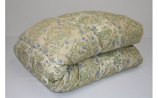 2層式キルト羽毛掛けふとん ハンガリー産ホワイトダックダウン93％ 色ブルー系 柄おまかせ【 布団 ふとん 羽毛 掛け布団 寝具 】