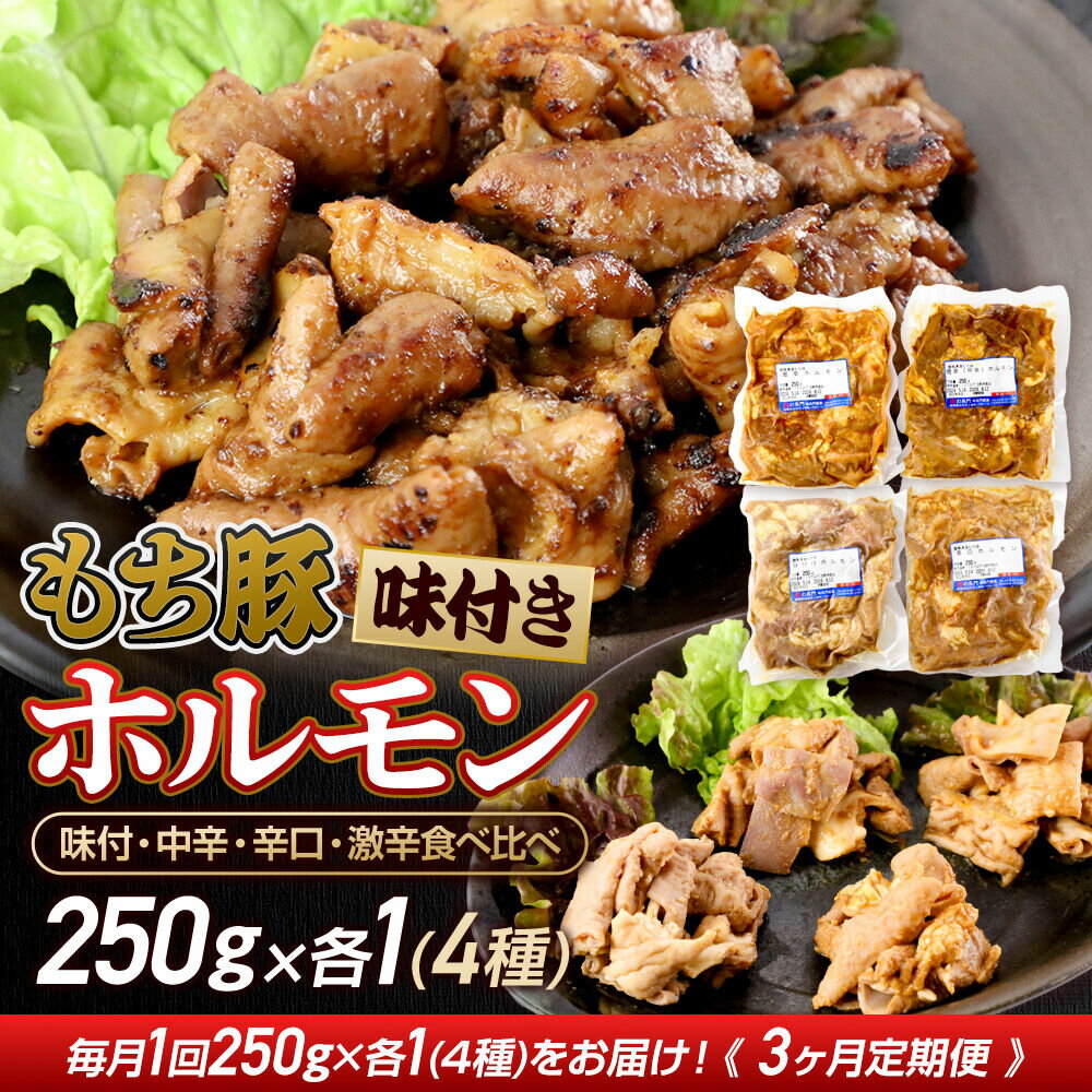 【ふるさと納税】《定期便3ヶ月》 群馬県産 もち豚 ホルモン 4種 約1kg×3回 豚肉 沼田市 特産品 肉の長門 [モチ もち ブタ ぶた 肉 ほるもん バラエティ 食べ比べ 味比べ]