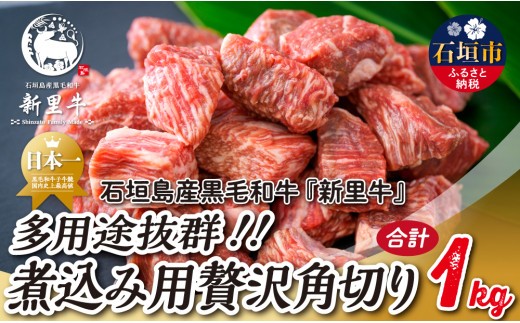 
                  石垣島産 黒毛和牛 新里牛 多用途抜群！煮込み用贅沢角切り（500g×2） 合計1kg以上 カレー シチュー SZ-44
                