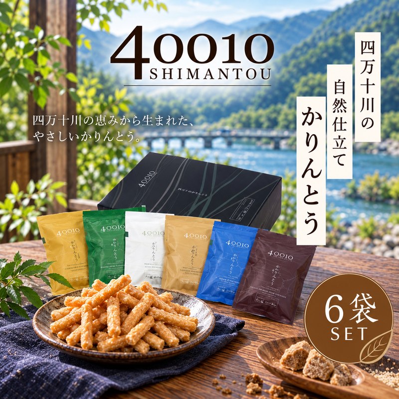 40010かりんとう6袋入りセット四国 高知 高知県 四万十市 四万十 しまんと お菓子 和菓子 菓子 おかし かりんとう カリントウ お米 コメ こめ さとうきび 黒蜜糖 自然 ぼか 手土産 お取り寄せ 送料無料 ご当地
