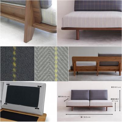 ふるさと納税 大川市 Bolo 3人掛け ソファ 【グレー×ダークグレー×チェック/ウォールナット/ 幅180cm】 |  | 01