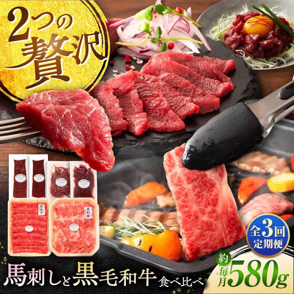 全3回定期便 熊本特産馬刺しとくまもと黒毛和牛 フジチクオリジナル贅沢食べ比べセット 3905  焼肉 BHAD051