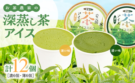 お茶 農家 の 深蒸し茶 アイス（ 濃・薄 各6個 計12個 ） KN166-001-02 濃い 薄い お茶農家 岩元園 ふるさと納税 鹿児島 鹿屋市 おすすめ ランキング プレゼント ギフト