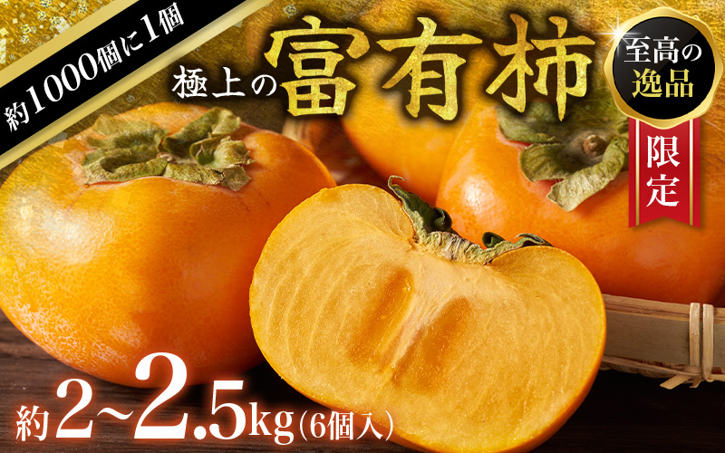 
            【先行予約】富有柿 2kg～2.5kg 6個入 至高の逸品 約1000個に１個！ 2026年10月下旬～11月下旬頃に順次発送予定（お届け日指定不可）/ 和歌山 柿 かき フルーツ 果物 くだもの 刀根 種無し【kgr013】
          