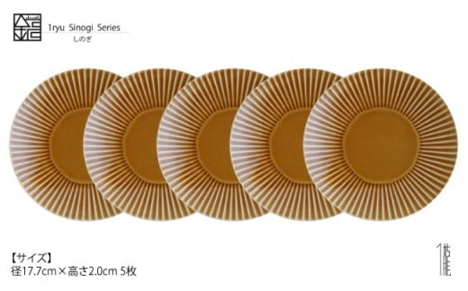 CC10 【波佐見焼】しのぎ 中皿キャメル5枚セット【一龍陶苑】-2