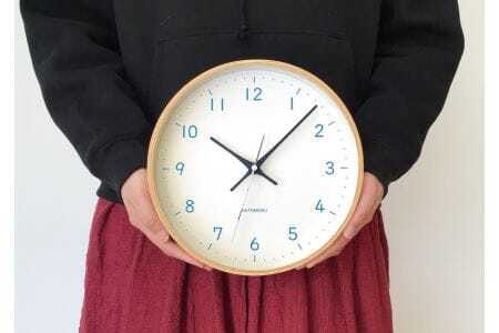 KATOMOKU Plywood clock km-121　木製掛け時計（ライトブルー）