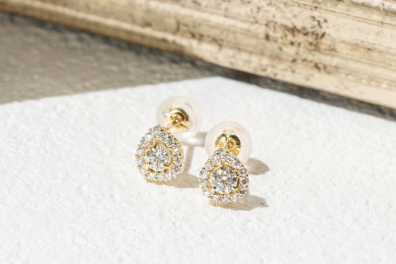 K18 ドロップデザインダイヤピアス 0.34ct 43-5417