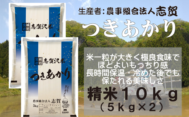 宮城県岩沼市産　志賀沢米　つきあかり　精米10kg（5kg×2）