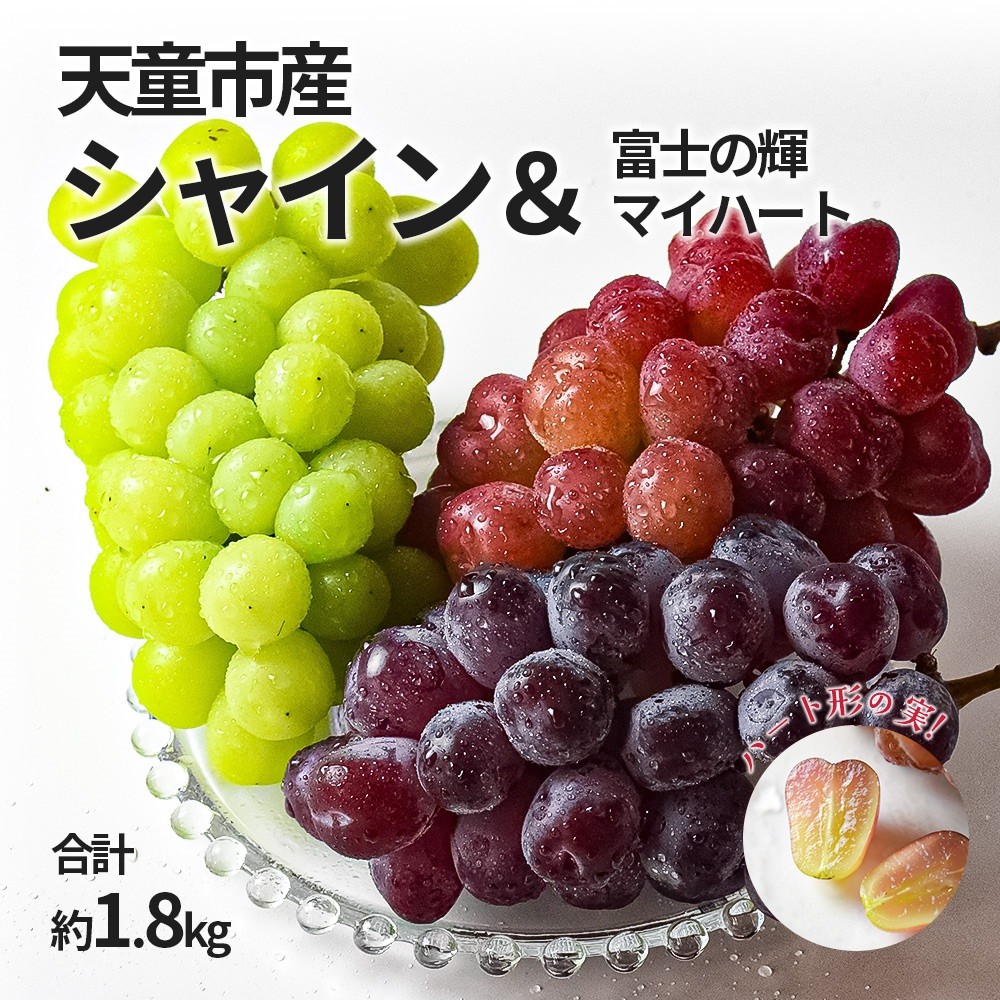 
                  08-10-055　ぶどう シャインマスカット＆マイハート＆富士の輝約1.8kg 
                