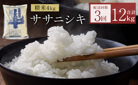米 定期便 令和7年産 ＜ 定期便 ＞ 毎月発送 ヨシ腐葉土米 精米12kg（4kg×3回発送）ササニシキ