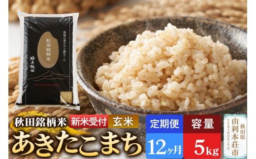 《令和8年産 新米受付》《定期便12ヶ月》【玄米】極上秋田銘柄米 あきたこまち 5kg [米 お米 こめ 玄米 あきたこまち ブランド米 銘柄米 食卓 おにぎり 秋田県産 秋田県 由利本荘市]