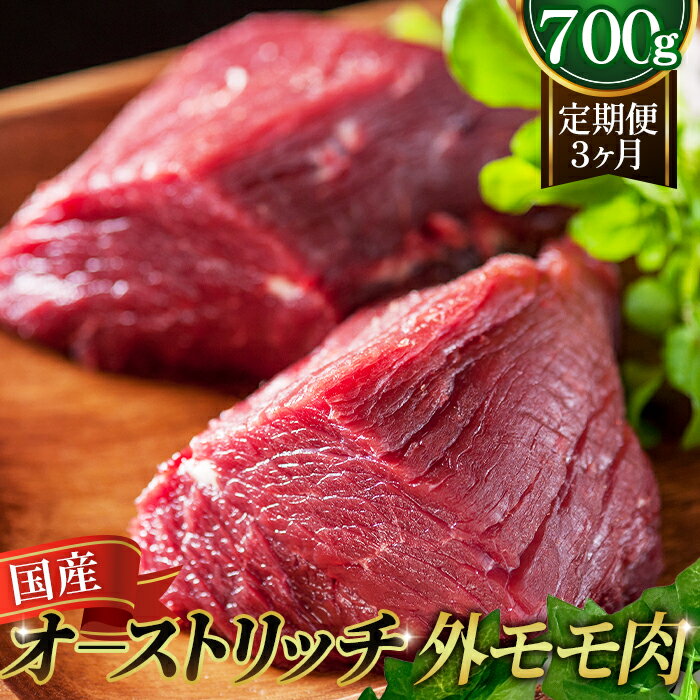 【ふるさと納税】 国産オーストリッチ外モモ肉700g【定期便】3か月毎月お届け ／ 高タンパク 低脂肪 栄養 ダチョウ ヘルシー オーストリッチ肉 赤身肉 ドラム肉 外腿肉 低脂肪 高タンパク 高栄養価 ヘルシー 臭みなし 柔らか 食べやすい 送料無料 埼玉県 No.097