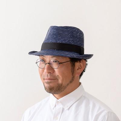 ふるさと納税 春日部市 春日部市伝統工芸品 田中帽子店　麦わら中折れ　ノア　ブルー　頭囲59cm(UK-H005-L-BL) |  | 01
