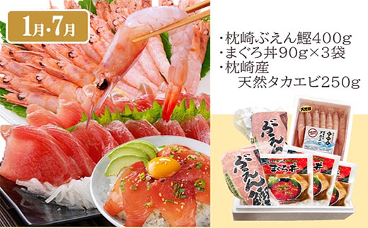 枕崎・お魚よりどり詰め合わせ定期便(6回配送)　FF-6005【1496265】 _ ふるさと納税 定期便  まぐろ カツオ 中トロ さつま揚げ 丼 刺身