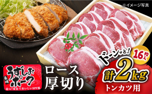 【とんかつやトンテキに！】 長崎 うずしおポーク ロース計2kg（8枚入り×2パック） 訳あり ＜スーパーウエスト＞ [CAG117] 長崎 西海 豚肉 豚 ロース とんかつ トンテキ 贈答 ギフト