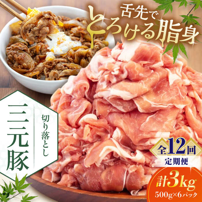 【ふるさと納税】【全12回定期便】平田牧場 切り落とし 3kg (500g×6P) 《喜茂別町》【平田牧場】 肉 豚肉 生姜焼き 小分け 冷凍 冷凍配送 定期便 定期 北海道 平田牧場 三元豚 [AJAP041] 360000 360000円 36万円