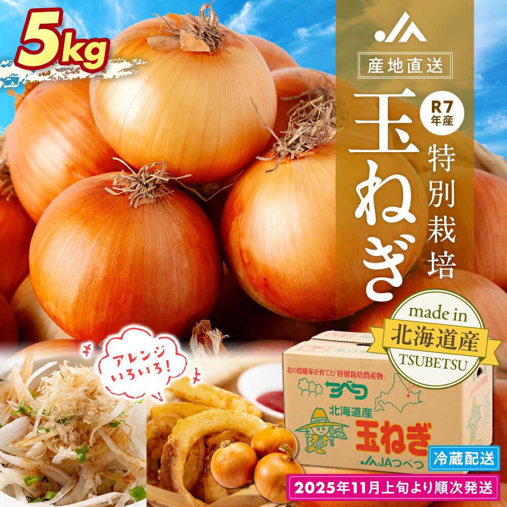 【ふるさと納税】令和7年産 玉ねぎ 5kg 特別栽培 | 玉ねぎ たまねぎ タマネギ 玉葱 野菜 オニオン 甘い 減農薬 特別栽培 国産 カレー ハンバーグ 煮込み 炒め物 北海道 津別町 送料無料