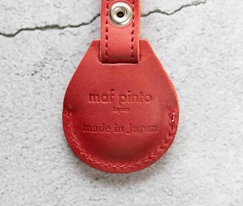 エアタグ用 キーホルダー カバー レザー 本革 キーリング apple airtag 【レッド】