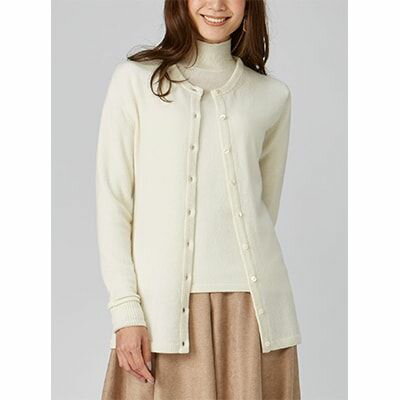 【ふるさと納税】希少ベビーカシミヤ100％ 女性 ロングカーディガン L ホワイト 1枚 20403L WH [0912]