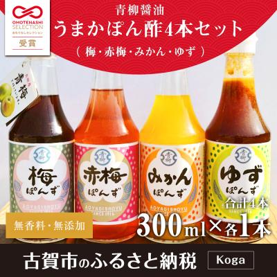 ふるさと納税 古賀市 【青柳醤油】うまかポン酢4本セット(みかん、梅、赤梅、ゆず)　 |  | 01