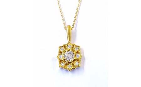 Aufino 22K 22金 ダイヤモンド ネックレス ジュエリー アクセサリー 人気 おすすめ レディース ダイヤ0.18ct カラット K22 ゴールド イエローゴールド 山梨県 甲斐市 AQ-1