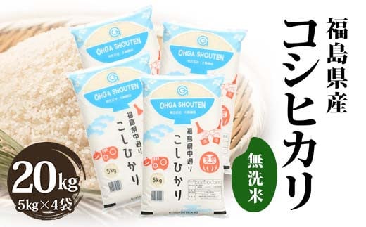 令和6年産米 鏡石町産コシヒカリ無洗米20kg F6Q-311