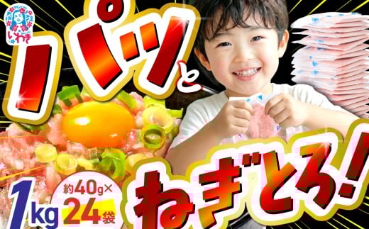 ねぎとろ 約1kg（約40g×24パック）小分け 冷凍 個包装 使い切りパック 1人前 まぐろたたき まぐろ 年内配送 年内発送【202512_年内発送】魚介 お正月準備