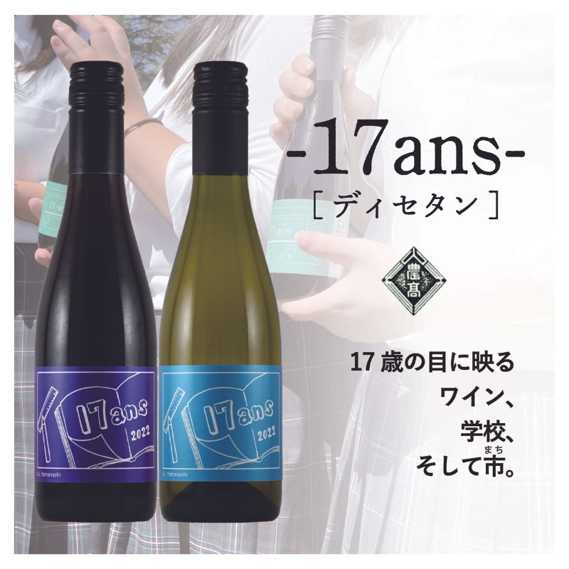 【ふるさと納税】農林高校ワイン　17ans　−ディセタン−2本セット　甲斐市 高校生 農林 ワイン 赤ワイン 白ワイン 家飲み ギフト チャレンジ 企画 日本ワイン（AD-250）　 赤ワイン 白ワイン お酒 ワイン セット 飲み比べ 甲斐市産
