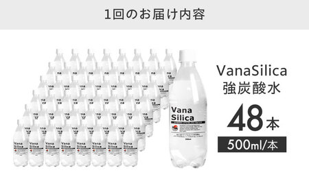 【全3回定期便】【2ヵ月に1回お届け】VanaSilica（バナシリカ）富士山のバナジウム＆シリカ 強炭酸水 500ml 24本 2箱（計48本）炭酸 強炭酸 炭酸水 大阪府高槻市/クリックル株式会社