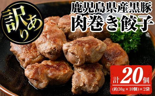 【訳あり】＜鹿児島県産黒豚使用！＞黒豚肉巻き餃子(計20個・(約30g×10個)×2袋) 訳あり 餃子 惣菜【ナンチク】A489