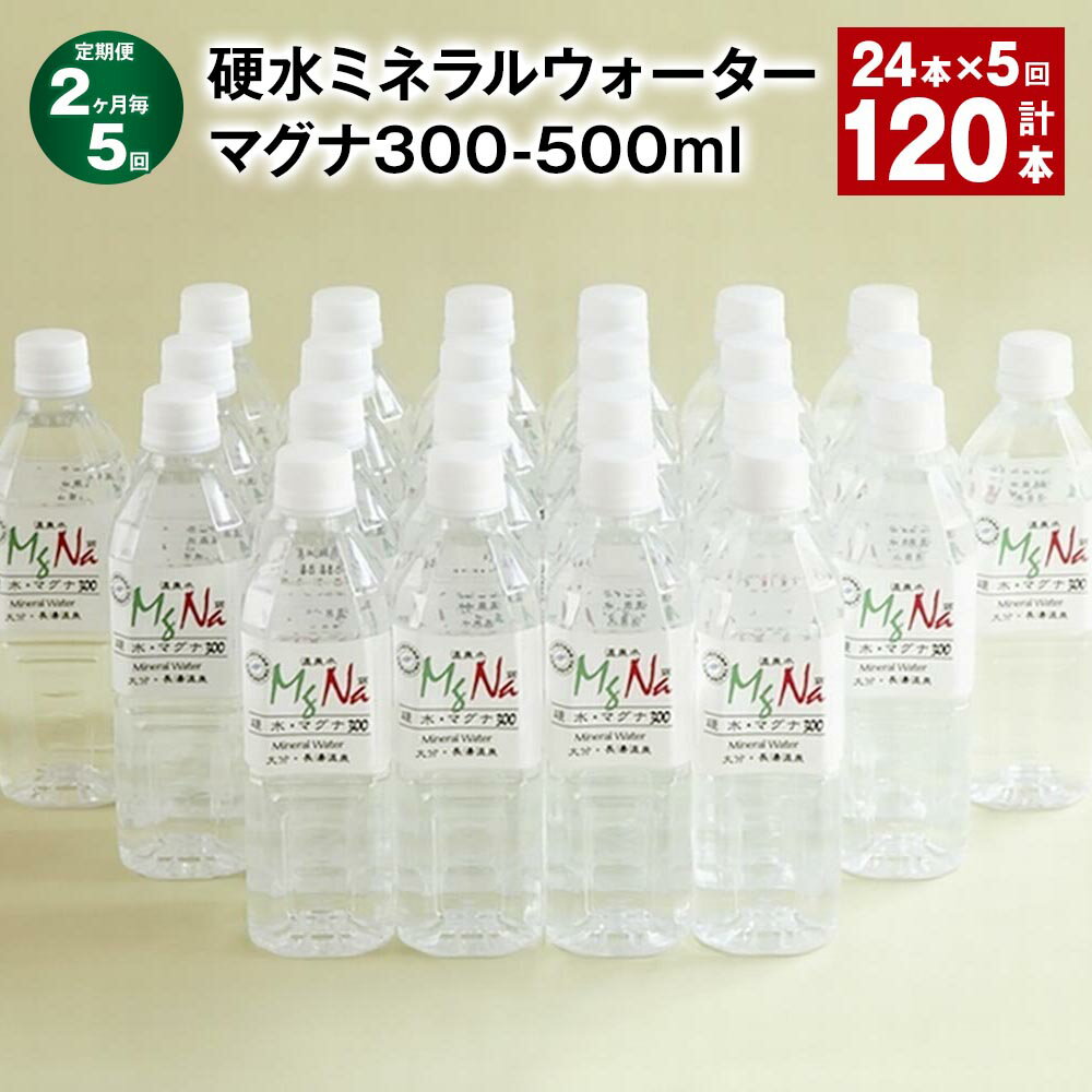 【ふるさと納税】【定期便】【2ヶ月毎5回】硬水ミネラルウォーターマグナ300 1本あたり500ml 計120本（24本×5回） 天然水 アルカリ 中硬水 温泉水 湧水 飲料水 健康 国産 大分県 竹田市 送料無料