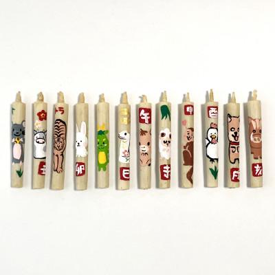 ふるさと納税 岡崎市 岡崎手描き絵ろうそく　干支12種類24本セット(黒箱入り)国内産ハゼの実蝋100%使用　全工程手作り |  | 02