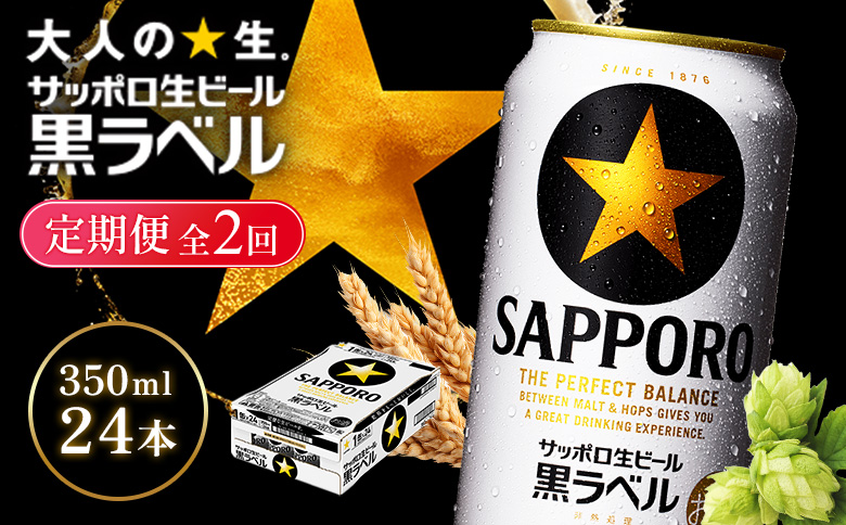 【定期便全2回】サッポロ黒ラベル350ml×24本 | サッポロ黒ラベル 黒ラベル サッポロ サッポロビール ビール 生ビール お酒 アルコール 北海道醸造 麦芽 うまみ 後味 爽やか 泡 鮮度 お取り寄せ 北海道 恵庭市 恵庭【930040211902】