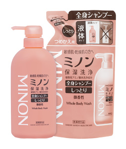 ミノン全身シャンプーしっとりタイプ　450ml：1本　詰替用（380ml）2個セット ／ 敏感肌 乾燥肌 全身シャンプー ボディシャンプー ボディソープ 液体石鹸 石鹸 せっけん ボディケア スキンケ