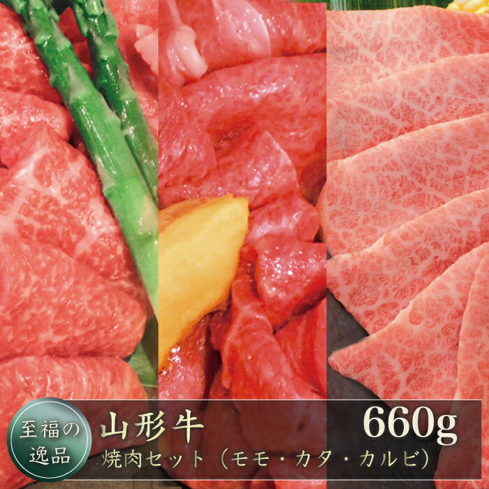 【ふるさと納税】山形牛　焼肉セット（モモ・カタ・カルビ）660g　山形県真室川町