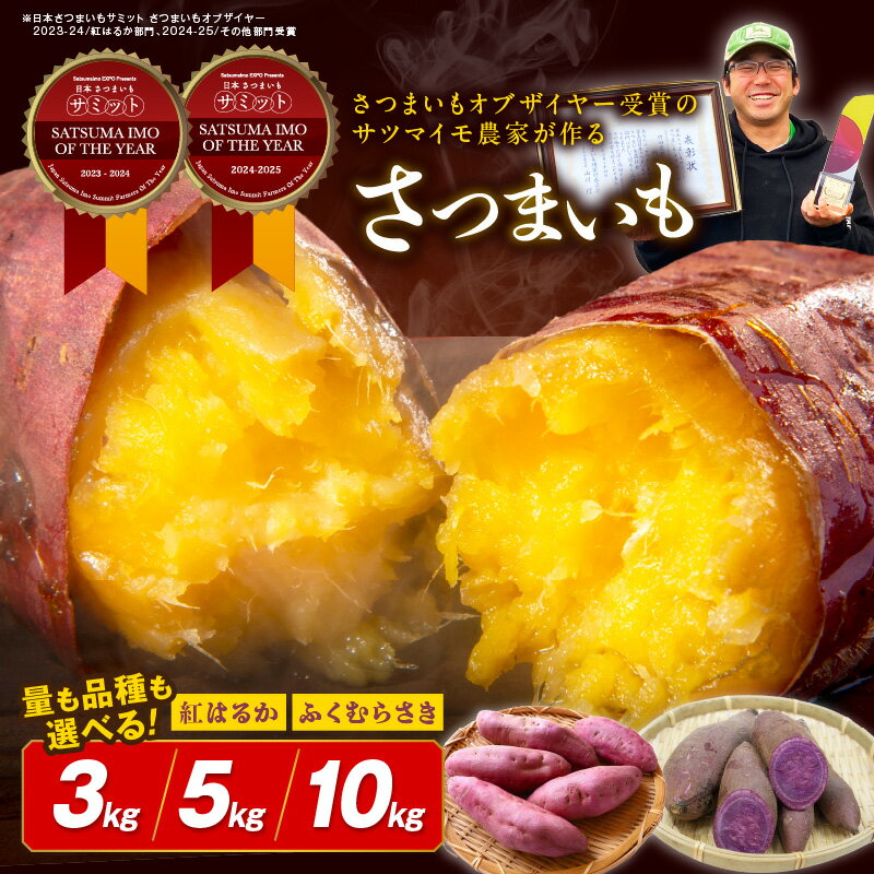 【ふるさと納税】TVで紹介されました！さつまいもオブザイヤー受賞 竹田農園 の 日本一 のさつまいも 紅はるか ふくむらさき 食べ比べ 2種 土付き 選べる 3kg 5kg 10kg 京都 丹後 さつま芋 サツマイモ 受賞 甘い しっとり