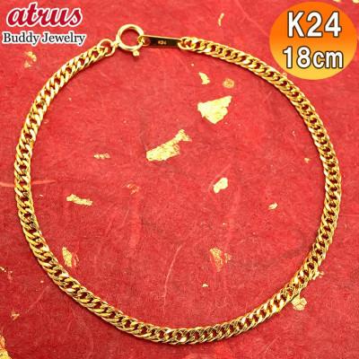 ふるさと納税 昭和町 純金 ブレスレット 喜平チェーン 6面ダブル 全長18cm 210728mro102k24b18
