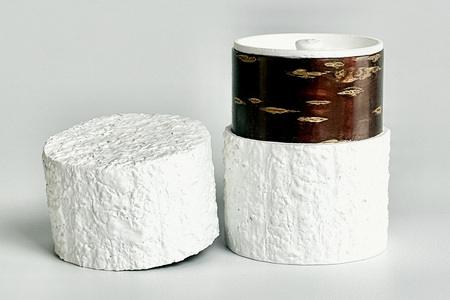 角館樺細工《冨岡商店》茶筒 マットバーク ホワイト ワイド M 角館工芸協同組合