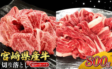 宮崎県産 黒牛 切り落とし 肩ロース バラ 800g（400g×2パック） 赤身 牛肉 切り落としセット 肉 お肉 牛 国産牛 食べ比べ セット 小分け 真空パック コスパ 冷凍 贈答 ギフト 人気 国産 えびの市 送料無料