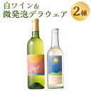 【ふるさと納税】白ワイン＆微発泡デラウェア(合計1.05L・2本)ワイン 白ワイン 酒 お酒 甘口 甘口ワイン アルコール 微発泡 デラウェア ぶどう 葡萄 安心院産 飲み比べ セット【100800800】【百笑一喜】