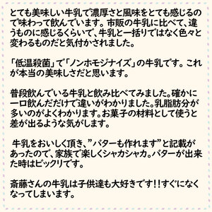 山地酪農牛乳 6リットル | 紙パック牛乳 1リットル✕6本 低温殺菌牛乳 斉藤牧場牛乳