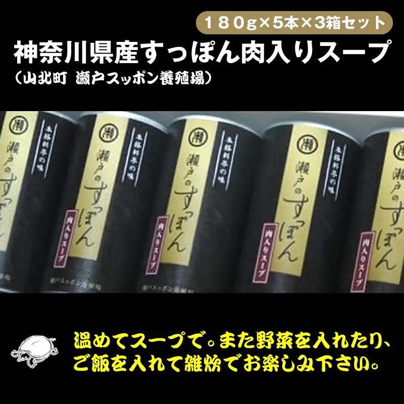 神奈川県産すっぽん肉入りスープ　180g×5本×3箱セット【 すっぽん スープ 国産 肉 神奈川県 山北町 】