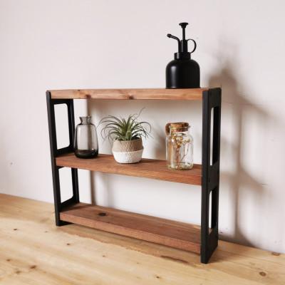 ふるさと納税 守口市 MUKUとアイアンの隙間シェルフ(ブラウン / 約47×40×10cm)