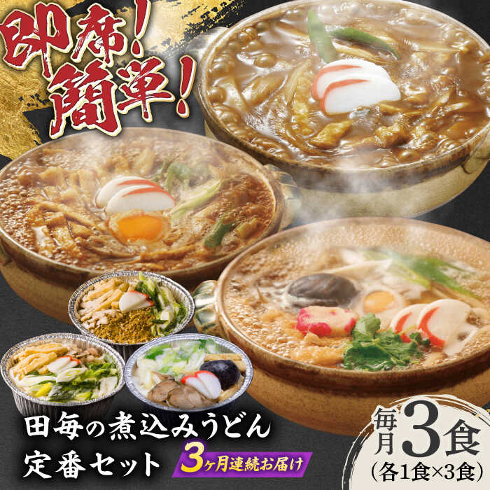 【ふるさと納税】【3回定期便】うどん 岐阜の味 田毎の煮込みうどん定番セット 即席 カンタン 麺 うどん カレーうどん 味噌煮込みうどん すまし煮込みうどん 冷凍 定期便 3種類 詰め合わせ 食べ比べ 鍋不要 老舗の味 名店 ギフト 人気 岐阜市 / ラボレムス[ANFP010]