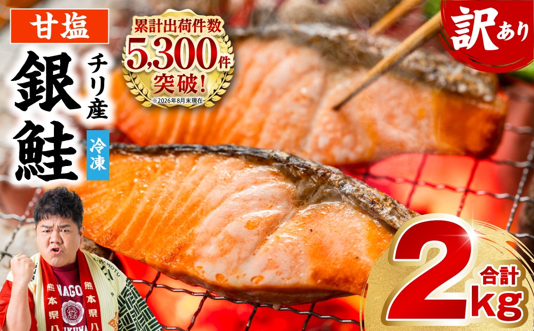 
                  令和8年熊本地震復興支援 【訳あり】 銀鮭 切り身 たっぷり合計 2kg （鮭 塩鮭 サケ サーモン 甘塩 切身 切り身 大容量 人気の鮭 カマ 希少 魚 鮮魚 冷凍）
                