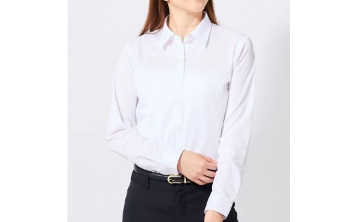 ［P.S.FA］i-shirt（アイシャツ）レディース 長袖 ダイヤ柄 レギュラー ホワイト 15号（首回り41.5cm／裄丈79cm）
