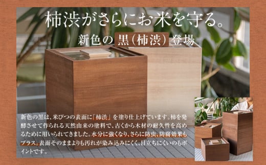 米びつ 黒（柿渋）５kgタイプ＜1合枡付き＞